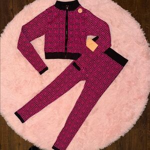 New Mix Fuchsia and Black Patterned Ensemble